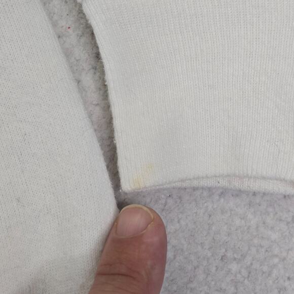 VTG Jerzees By Russell Cardigan Sweater M 1980s White Blue Striped Cotton Blank - Picture 11 of 11